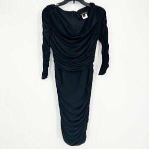 Tadashi Shoji Black‎ Rouched 3/4 Sleeve Body-con Dress Size Medium
